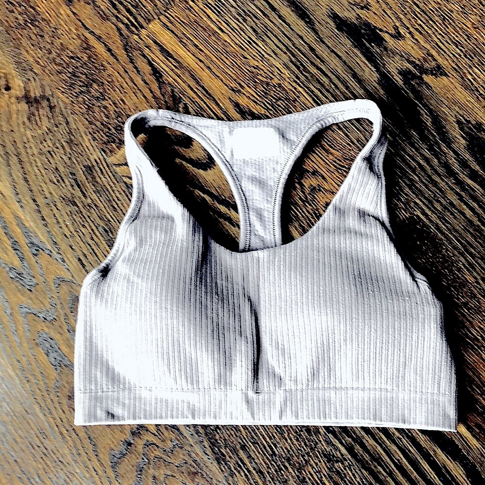 Athleta Pure Organic Ribbed Sports Bra - Dark Gray